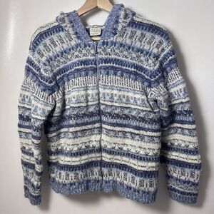 Cabelas Cardigan Womens Wool Blue Blend Zip Up Sweater Hooded Gorpcore Cabin 2X
